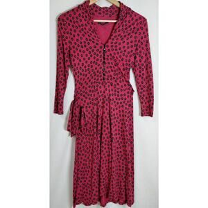 KING LOUIE Floral Print Dress Pink Knit Long Sleeve Size S
